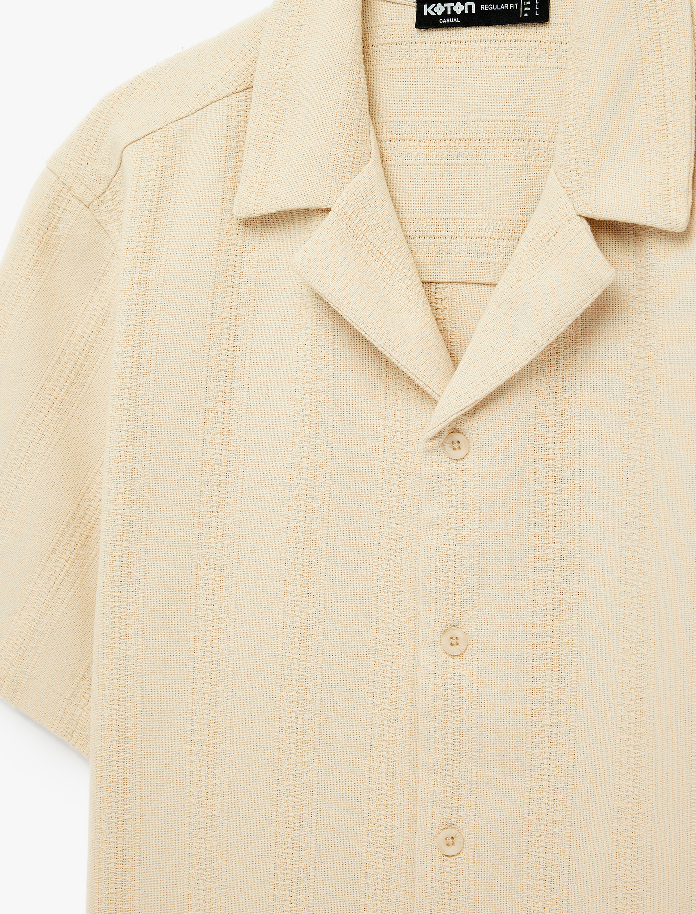   Regular Fit Cepli Dokulu Devrik Yaka Pamuklu Kısa Kollu Gömlek