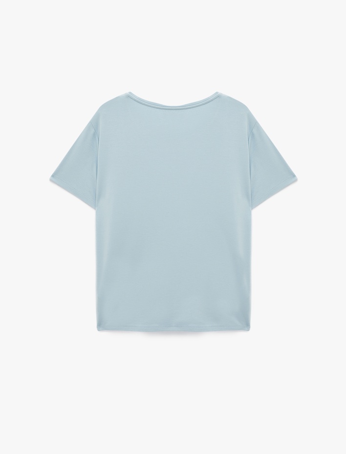  Kısa Kollu Bisiklet Yaka Viskon Basic Pijama üstü