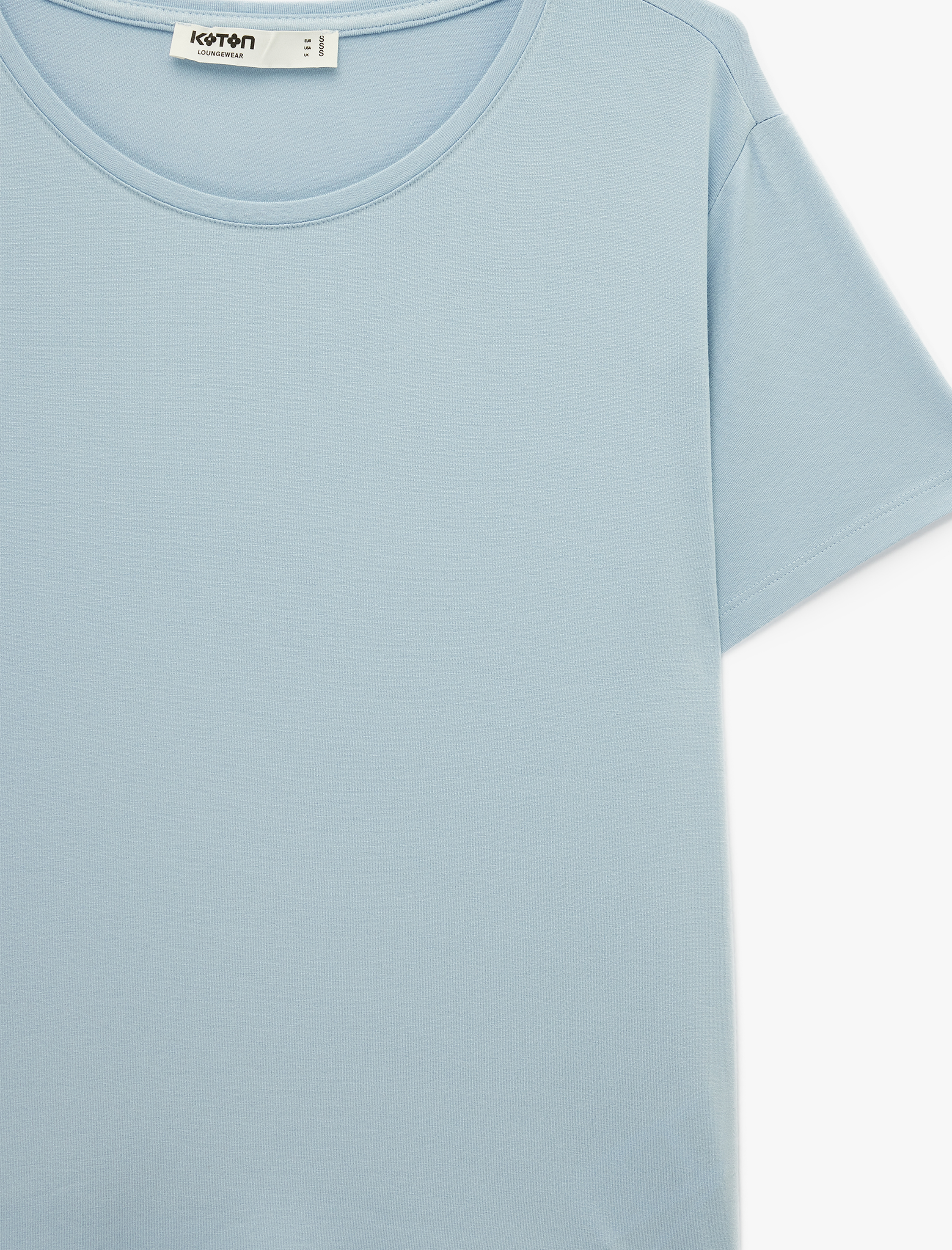   Kısa Kollu Bisiklet Yaka Viskon Basic Pijama üstü