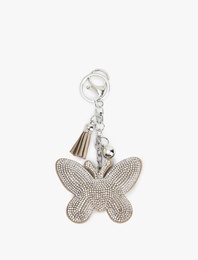 Taşlı Kelebek Detaylı Metal Anahtarlık