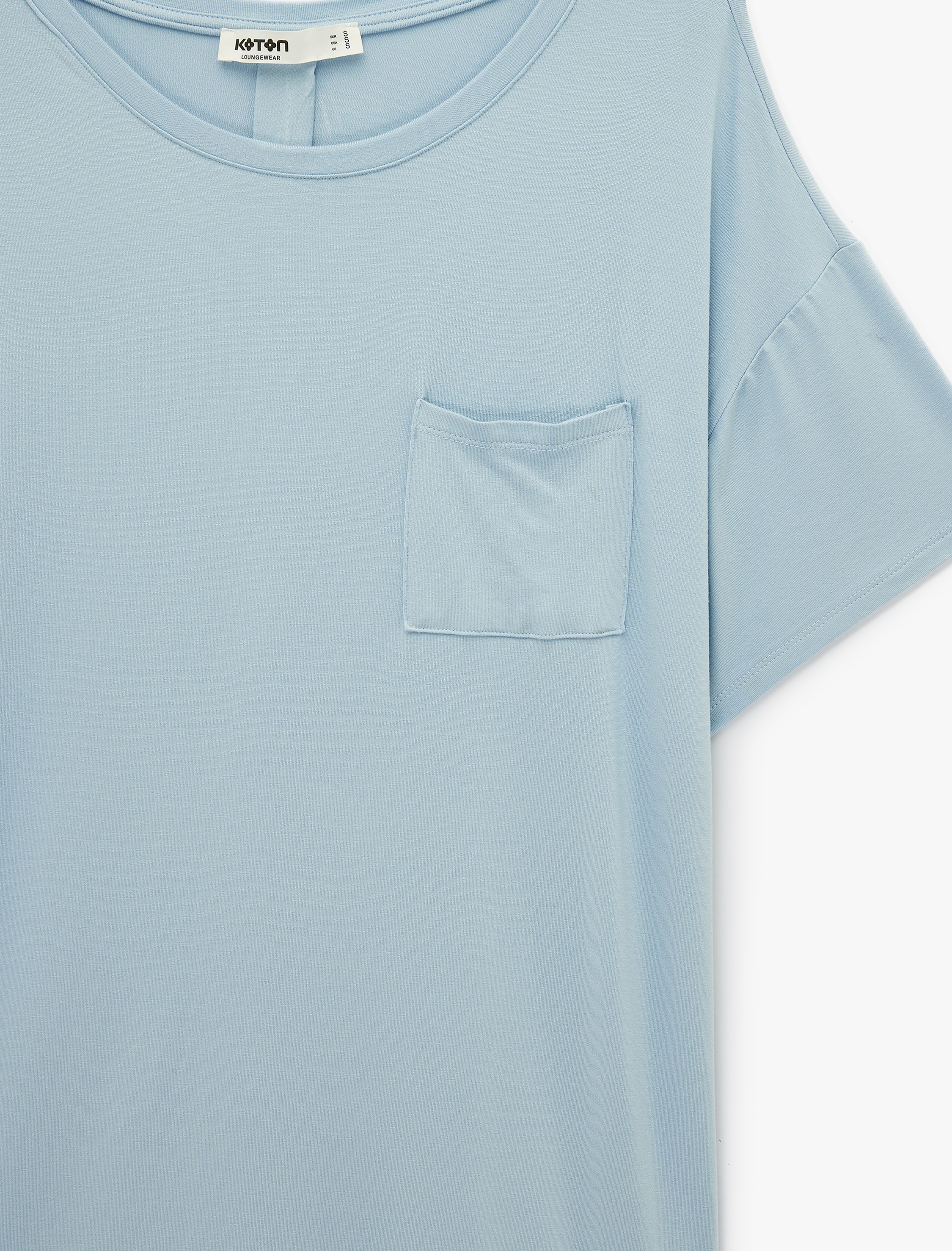   Cepli Bisiklet Yaka Kısa Kollu Viskon Gecelik