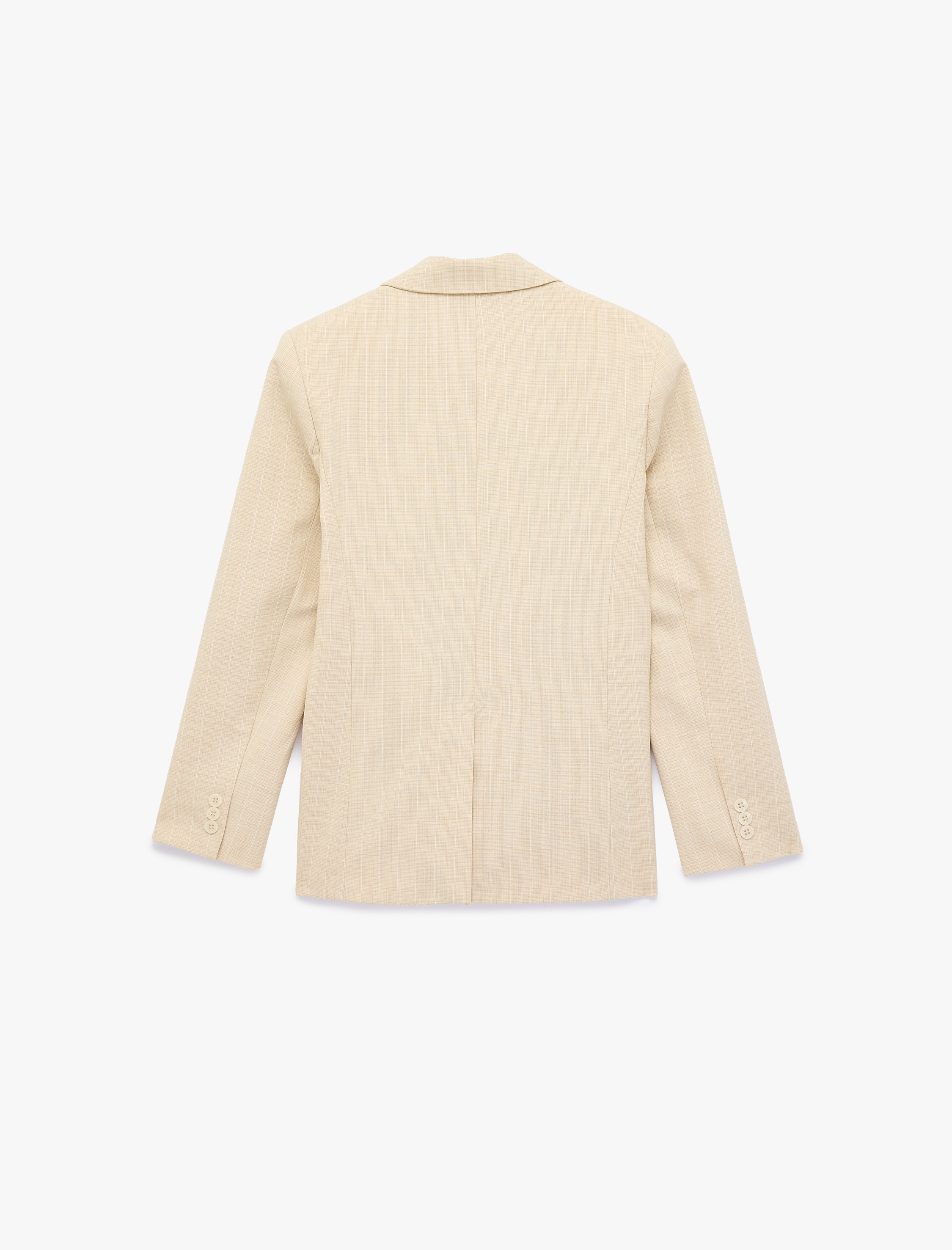   Geniş Yaka Düğmeli Cep Detaylı Blazer Ceket