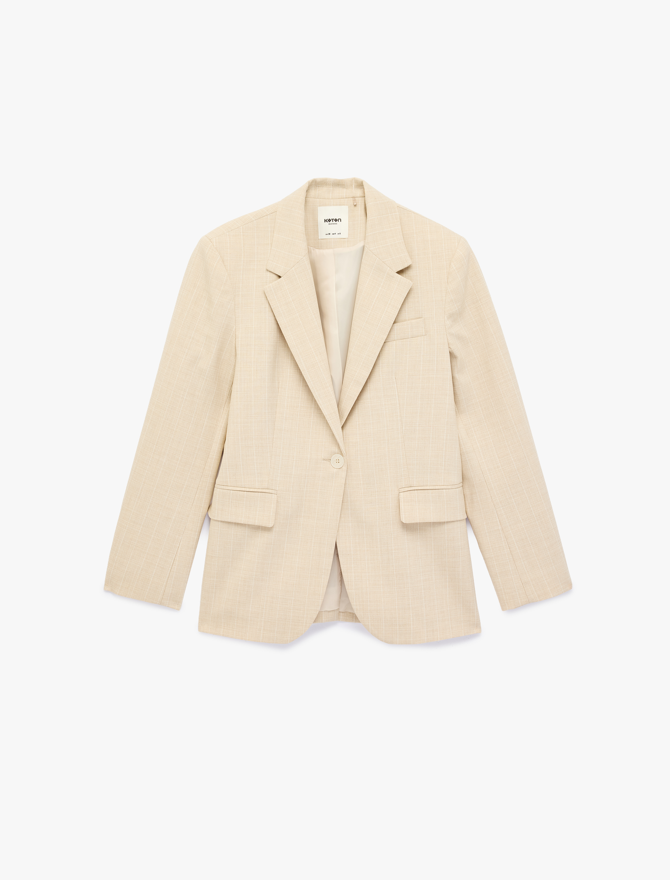   Geniş Yaka Düğmeli Cep Detaylı Blazer Ceket