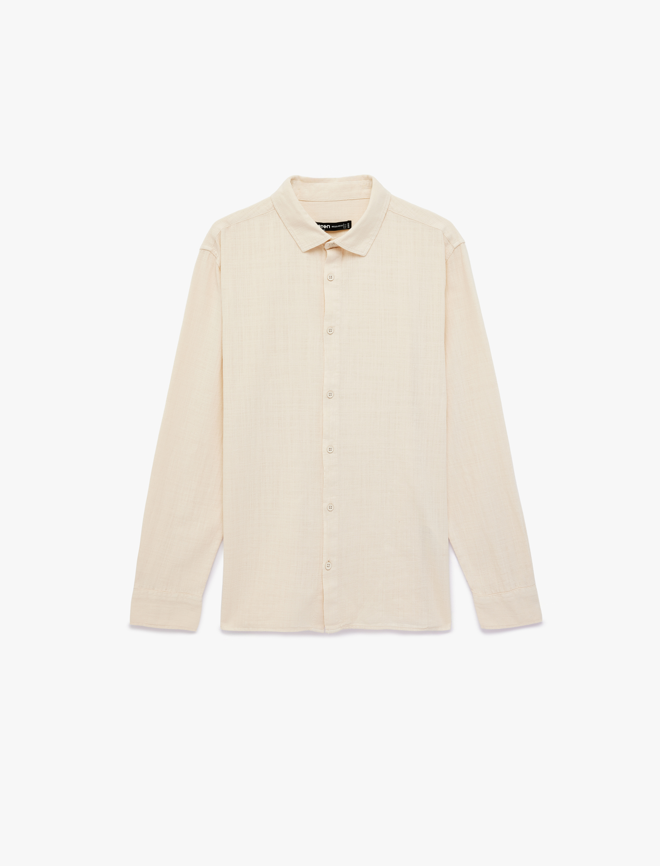   Regular Fit Pamuklu Klasik Yaka Düğmeli Uzun Kollu Gömlek