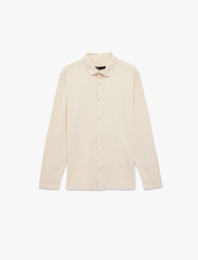 Regular Fit Pamuklu Klasik Yaka Düğmeli Uzun Kollu Gömlek