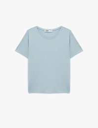 Kısa Kollu Bisiklet Yaka Viskon Basic Pijama üstü