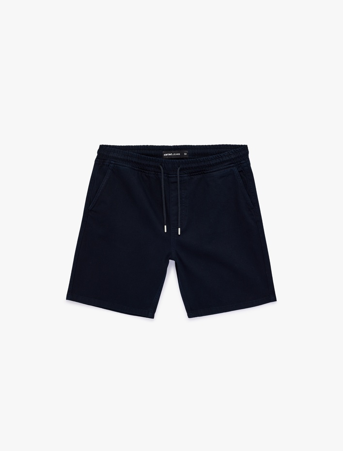  Pamuklu Cepli Bermuda Oversize Beli Bağcıklı Baggy Jean Şort