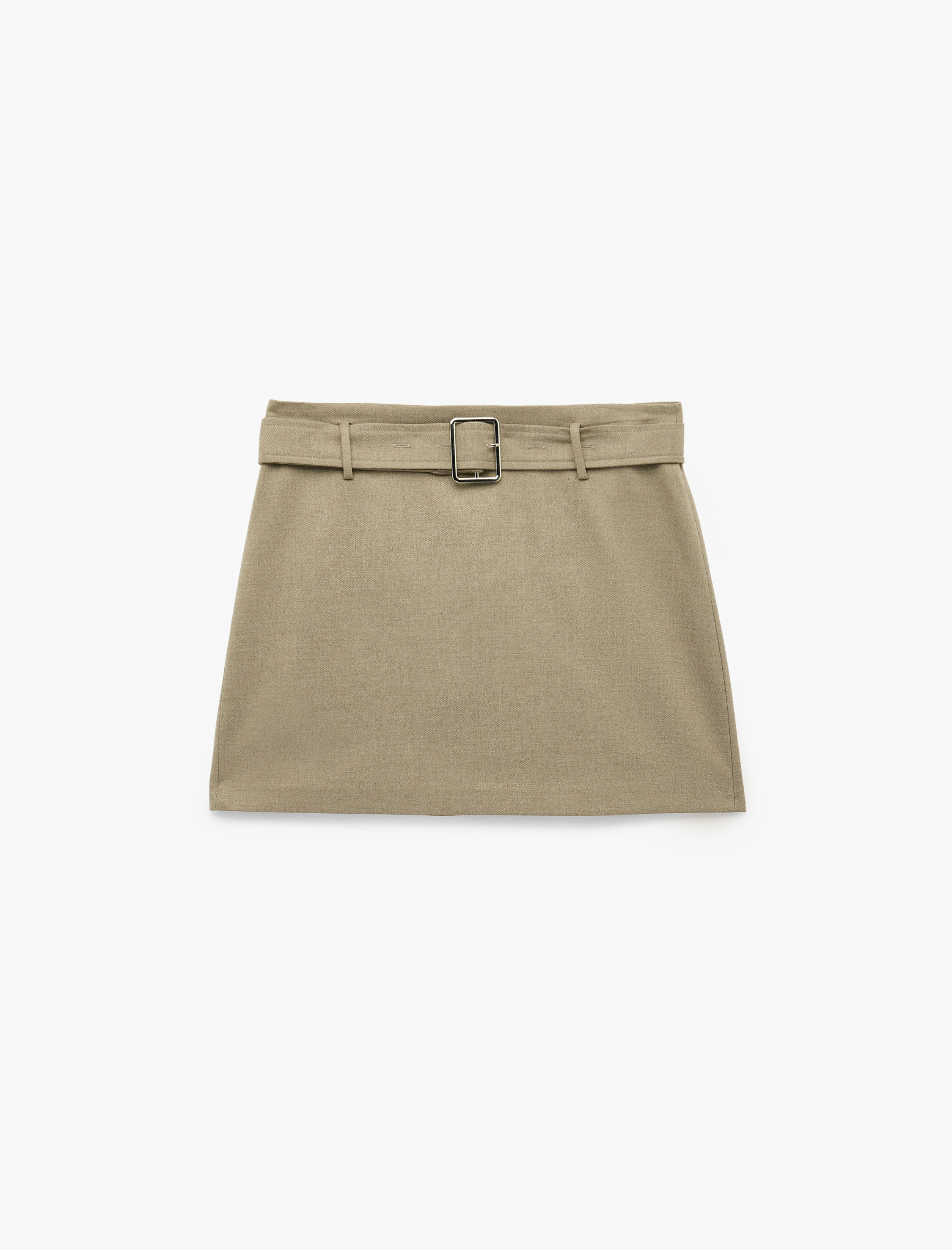   Regular Fit Kemerli A Kesim Mini Etek