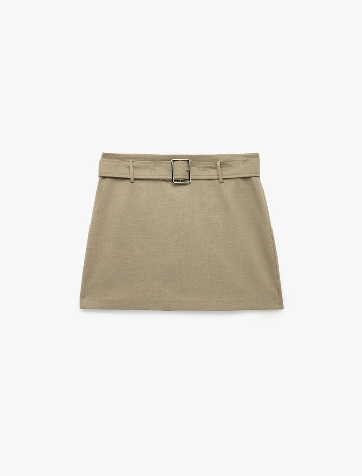  Regular Fit Kemerli A Kesim Mini Etek