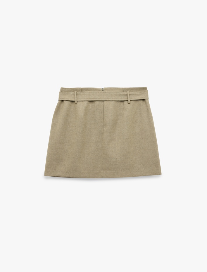  Regular Fit Kemerli A Kesim Mini Etek