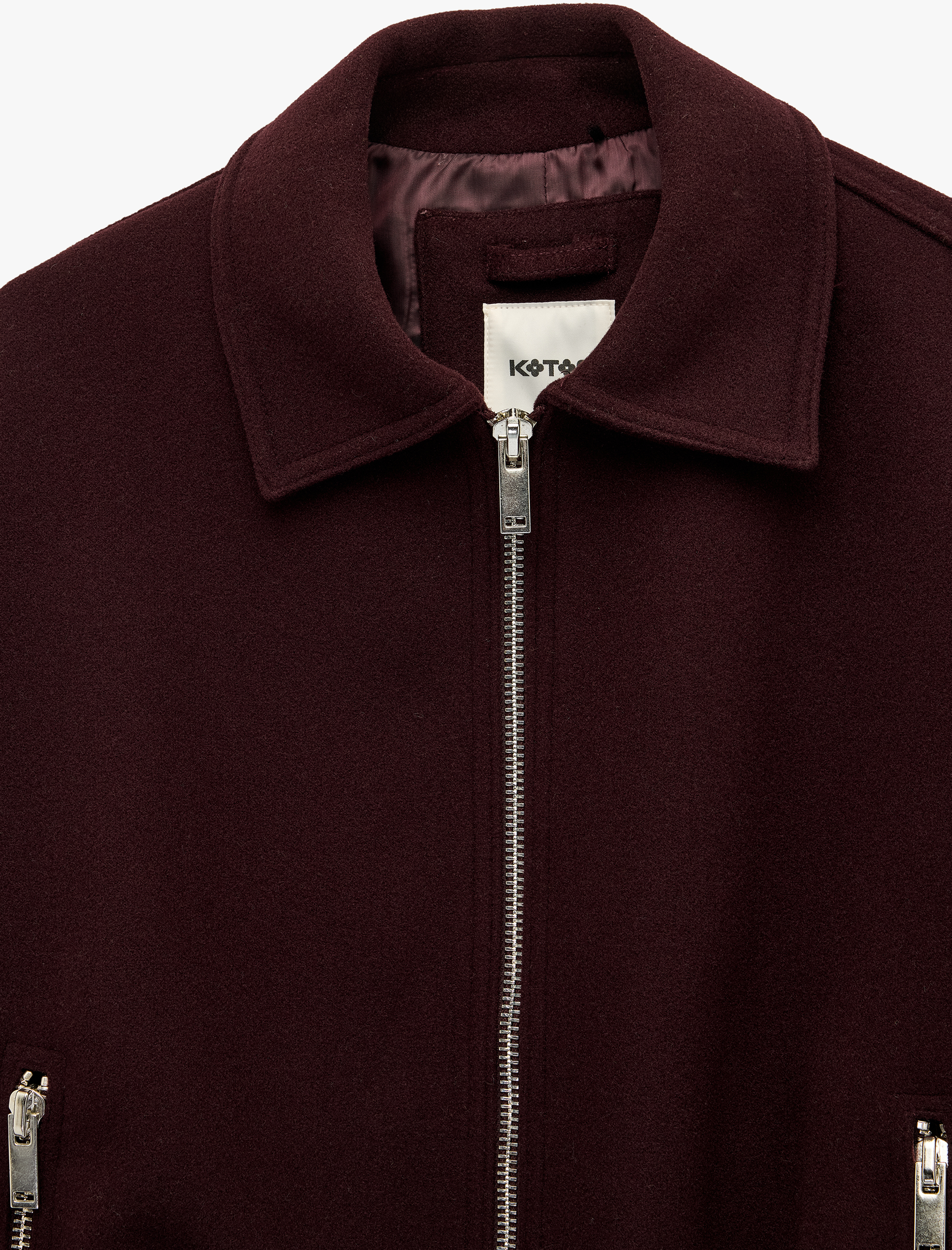   Uzun Kollu Cepli Fermuarlı Kemerli Oversize Kaşe Bomber Ceket