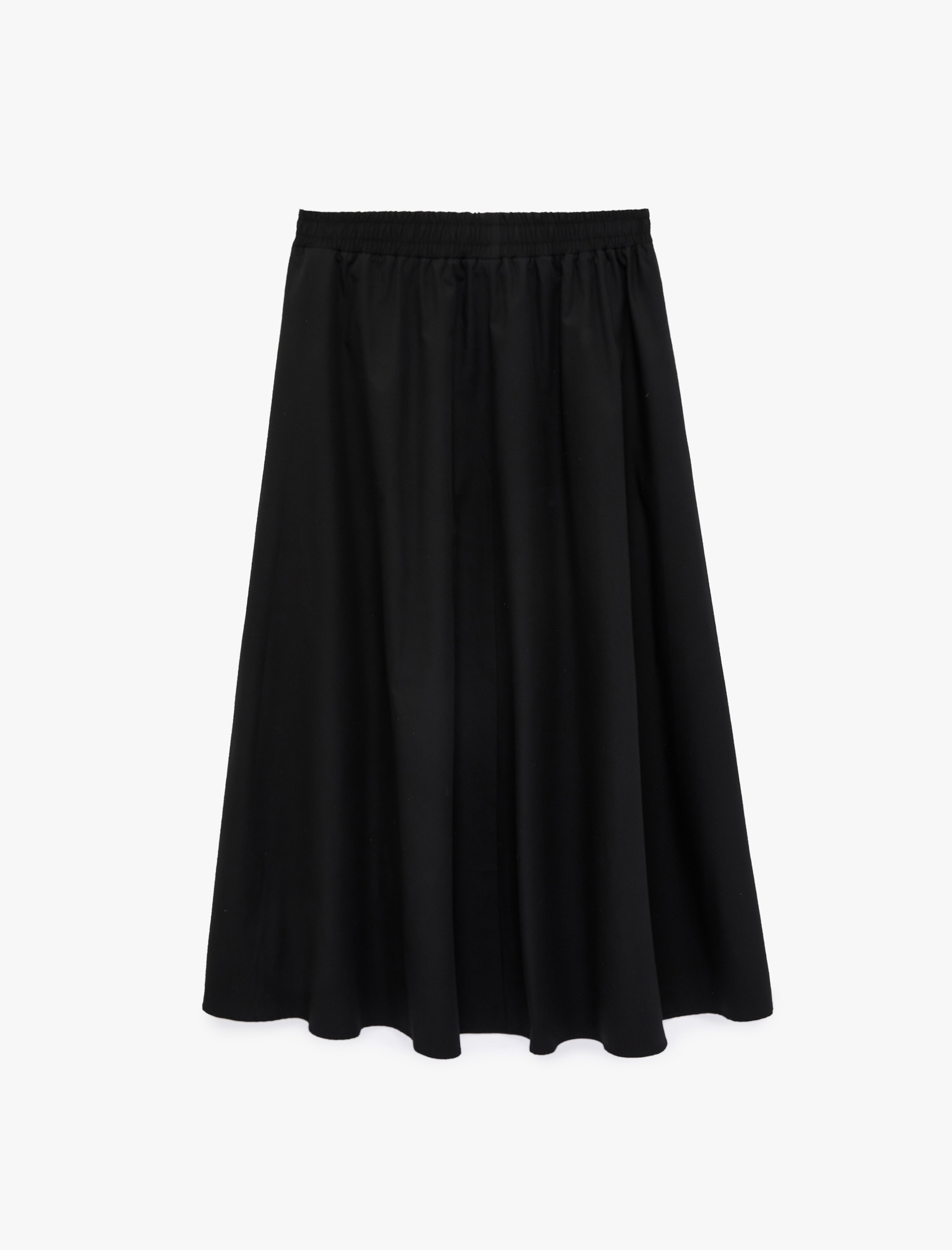   Pamuklu Beli Lastikli Çan Kesim Poplin Midi Etek