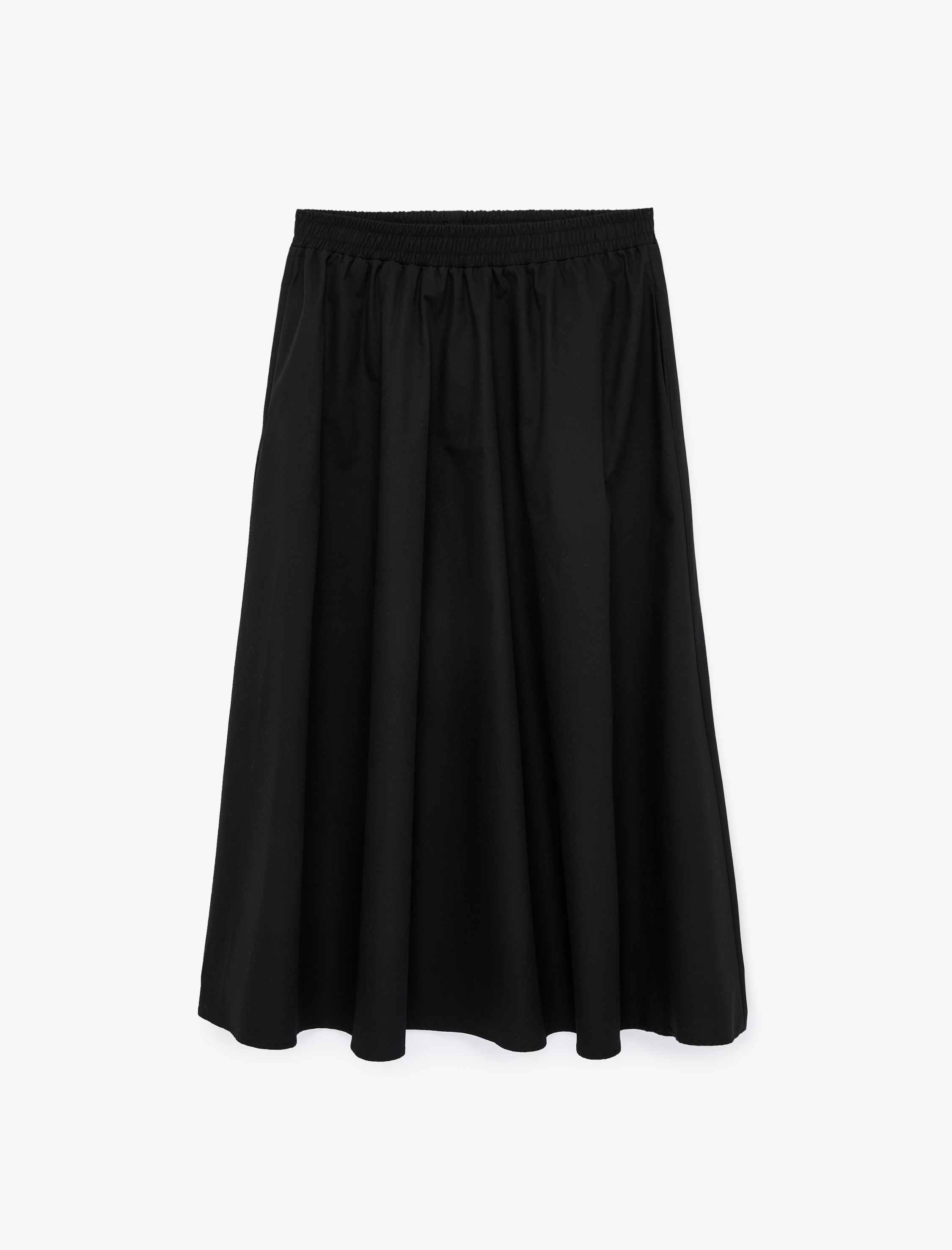   Pamuklu Beli Lastikli Çan Kesim Poplin Midi Etek