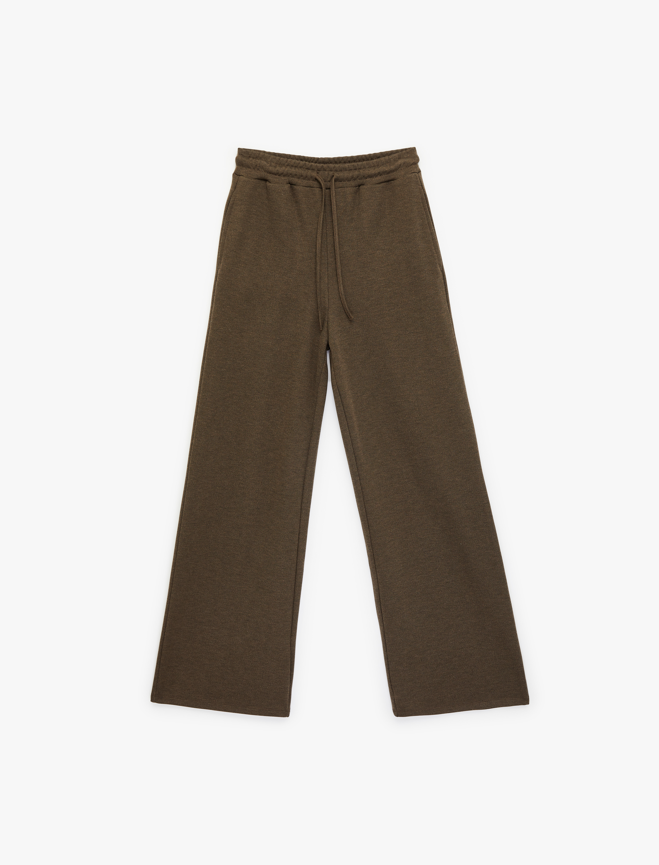   Beli Lastikli Bağcıklı Cepli Düz Paça Eşofman Pantolon