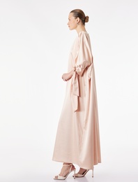 Rahat Kalıp A Kesim 3/4 Kollu Bisiklet Yaka Uzun Saten Elbise