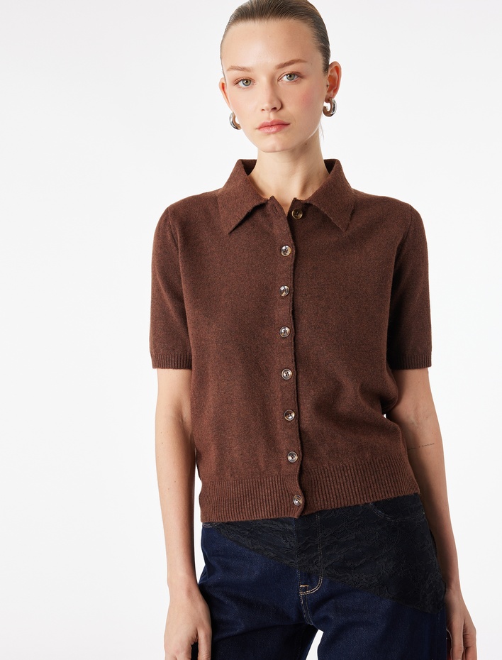  Kısa Kollu Düğmeli Polo Yaka Hırka