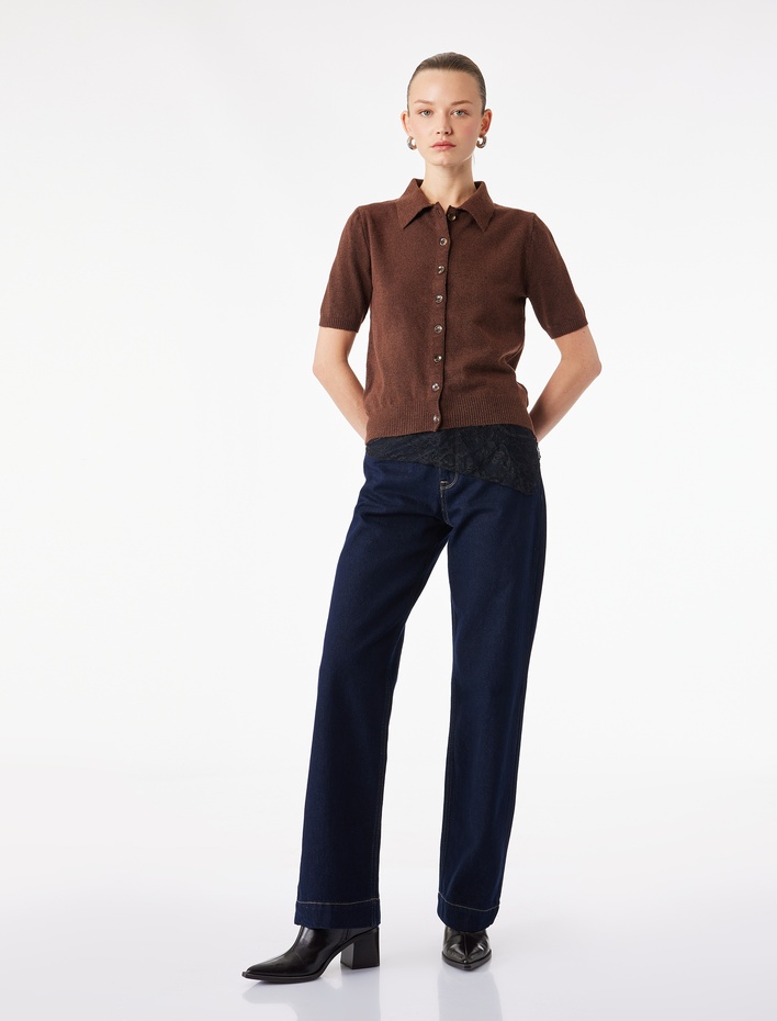  Kısa Kollu Düğmeli Polo Yaka Hırka