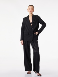 Bol Paça Dantel Detaylı Saten Pantolon