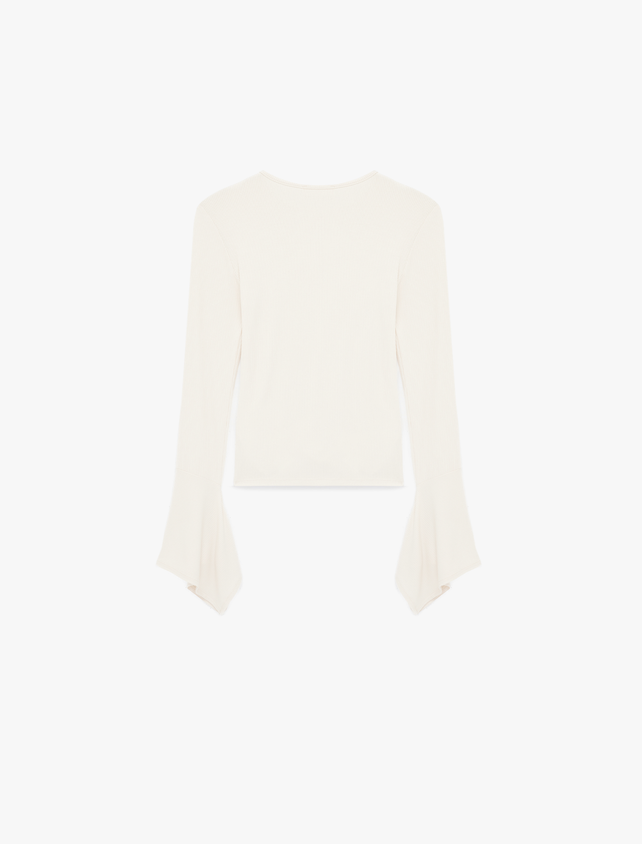   Slim Fit Bisiklet Yaka Uzun İspanyol Kollu Fitilli Bluz