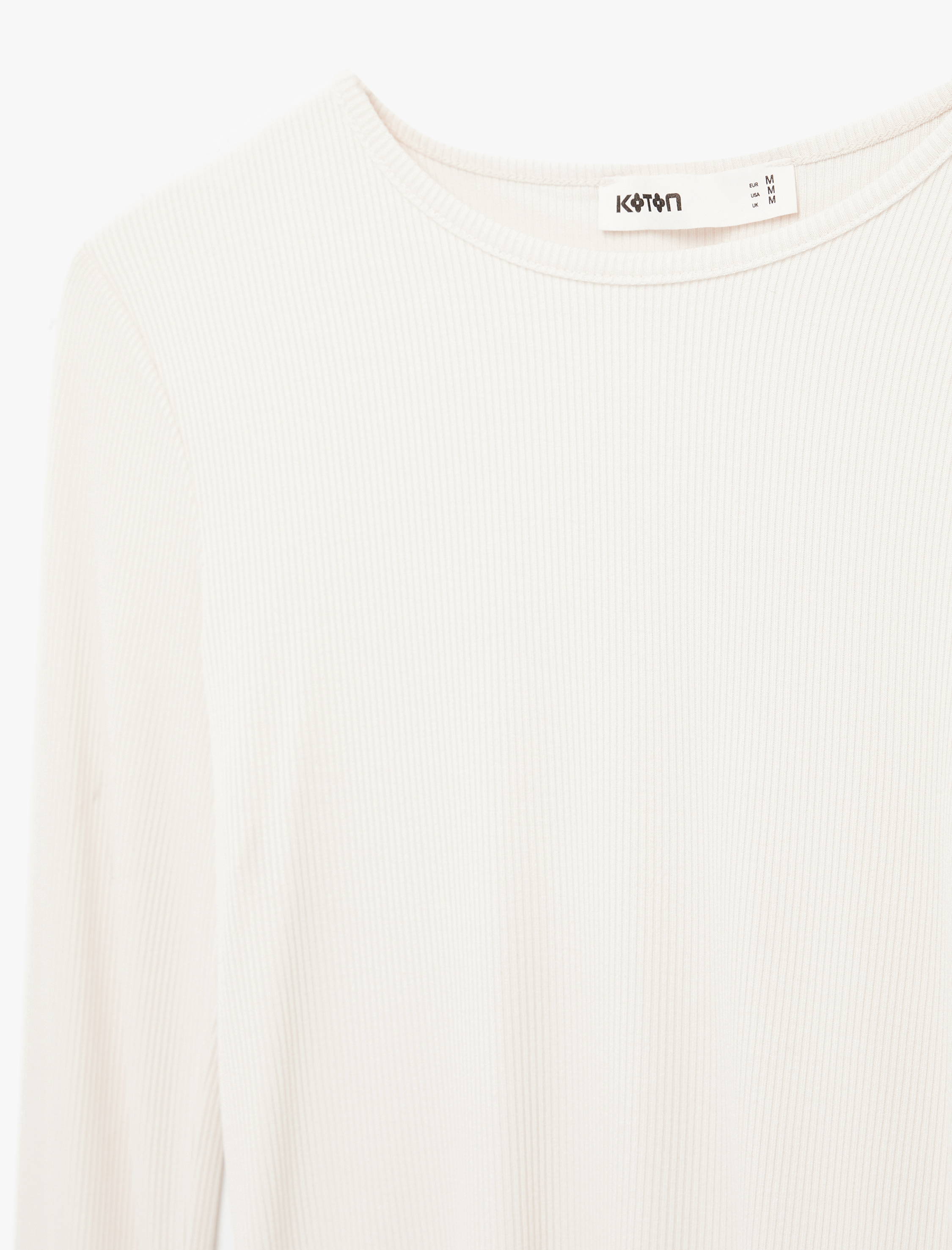   Slim Fit Bisiklet Yaka Uzun İspanyol Kollu Fitilli Bluz