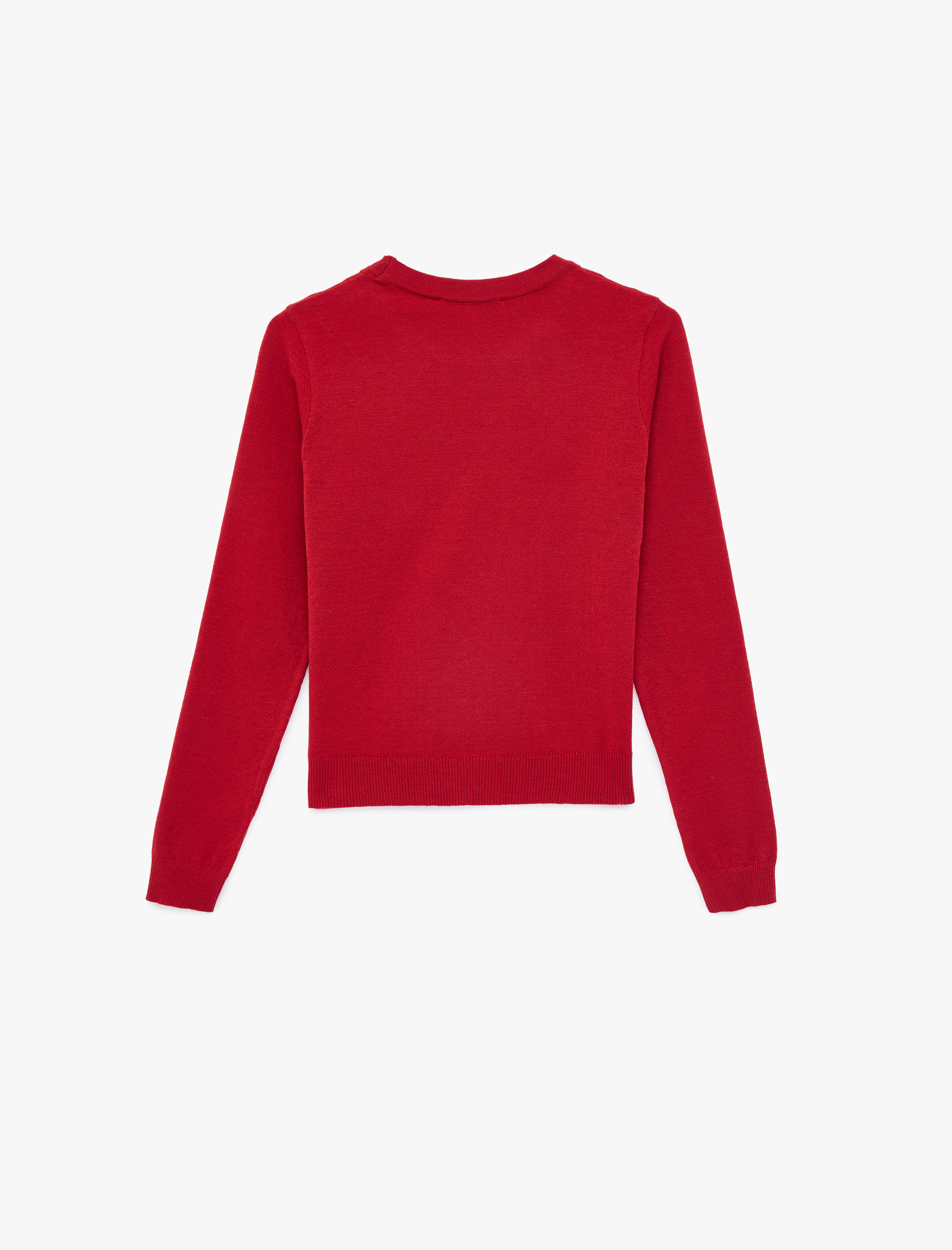   Uzun Kollu Bisiklet Yaka Taş Detaylı Triko Kazak