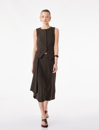 Rahat Kalıp Asimetrik Kesim Midi Etek