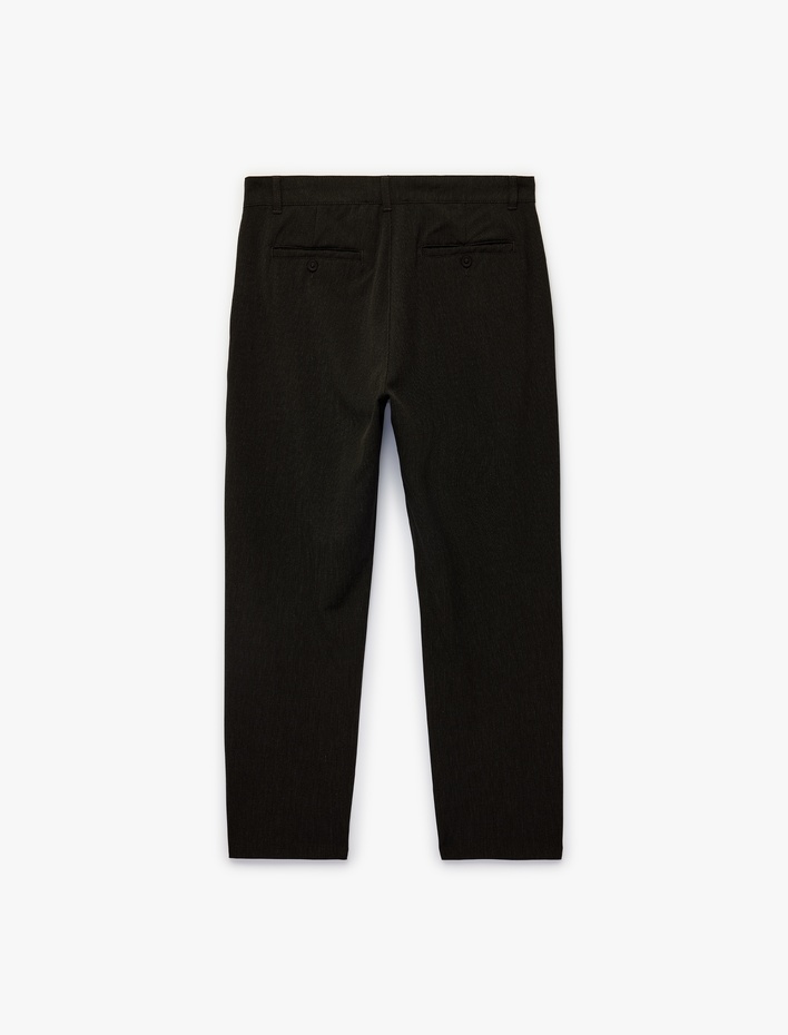  Regular Fit Düğmeli Cepli Viskon Karışımlı Kumaş Pantolon