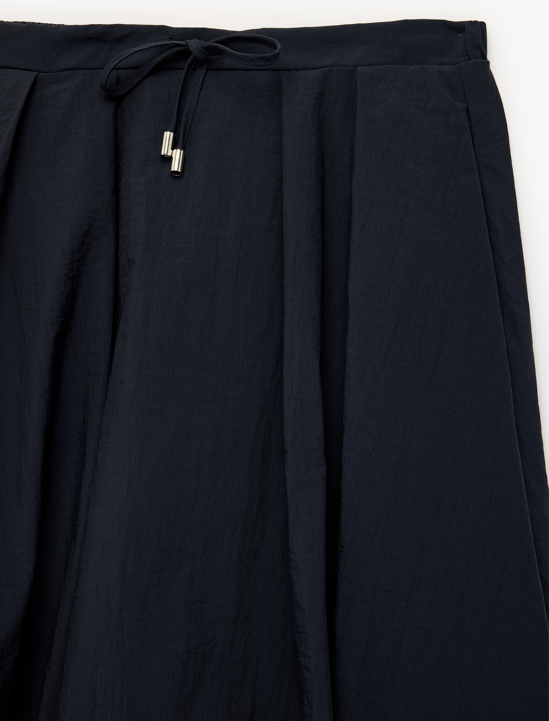   Loose Fit Beli Bağlamalı Cepli Paraşüt Kumaş Midi Balon Etek