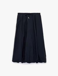 Loose Fit Beli Bağlamalı Cepli Paraşüt Kumaş Midi Balon Etek