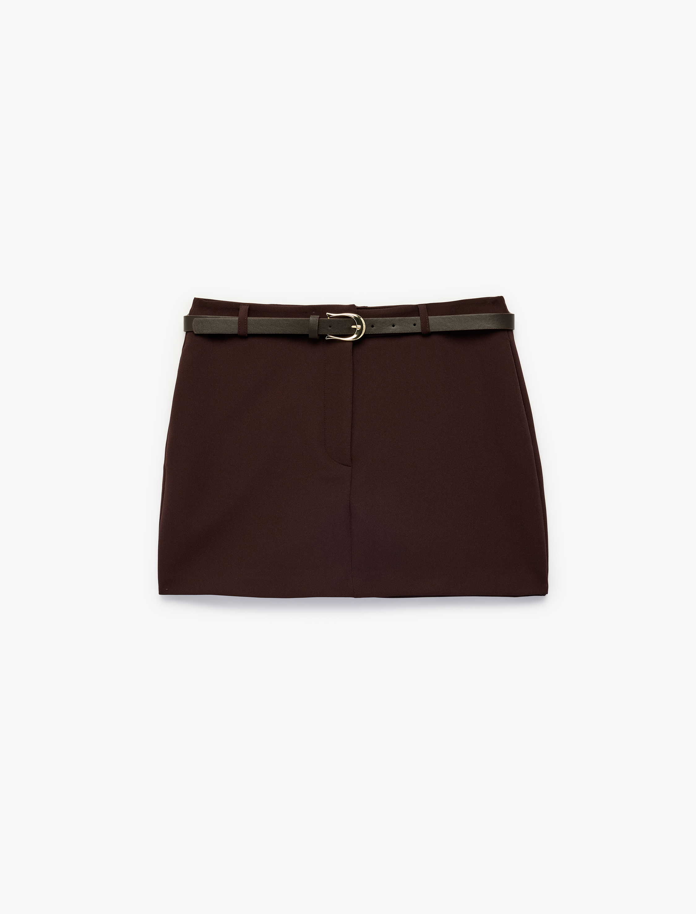   Kemer Detaylı Mini Şort Etek