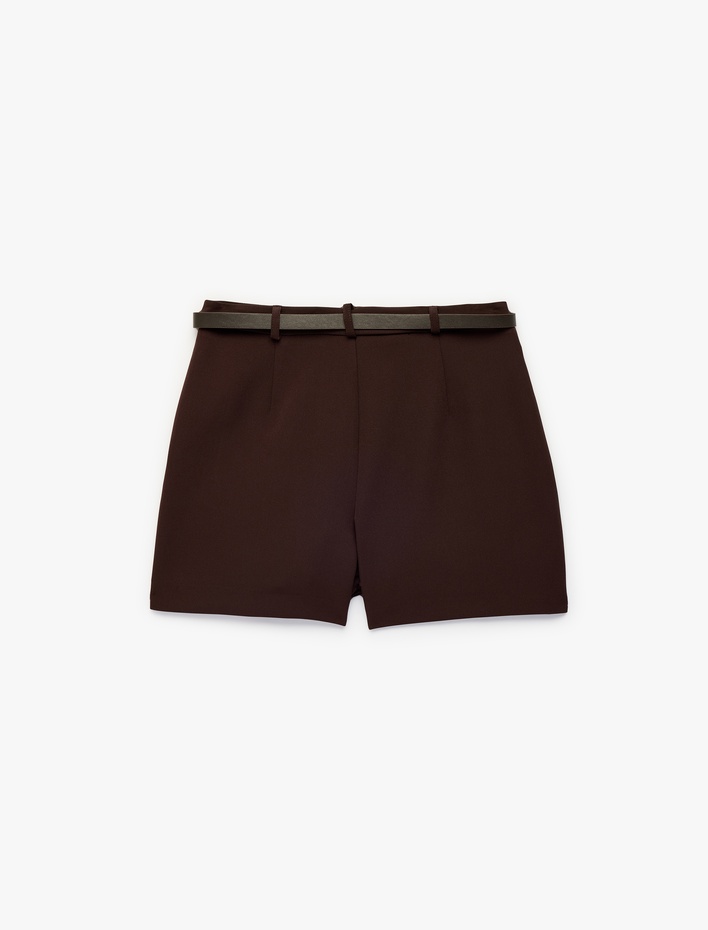  Kemer Detaylı Mini Şort Etek