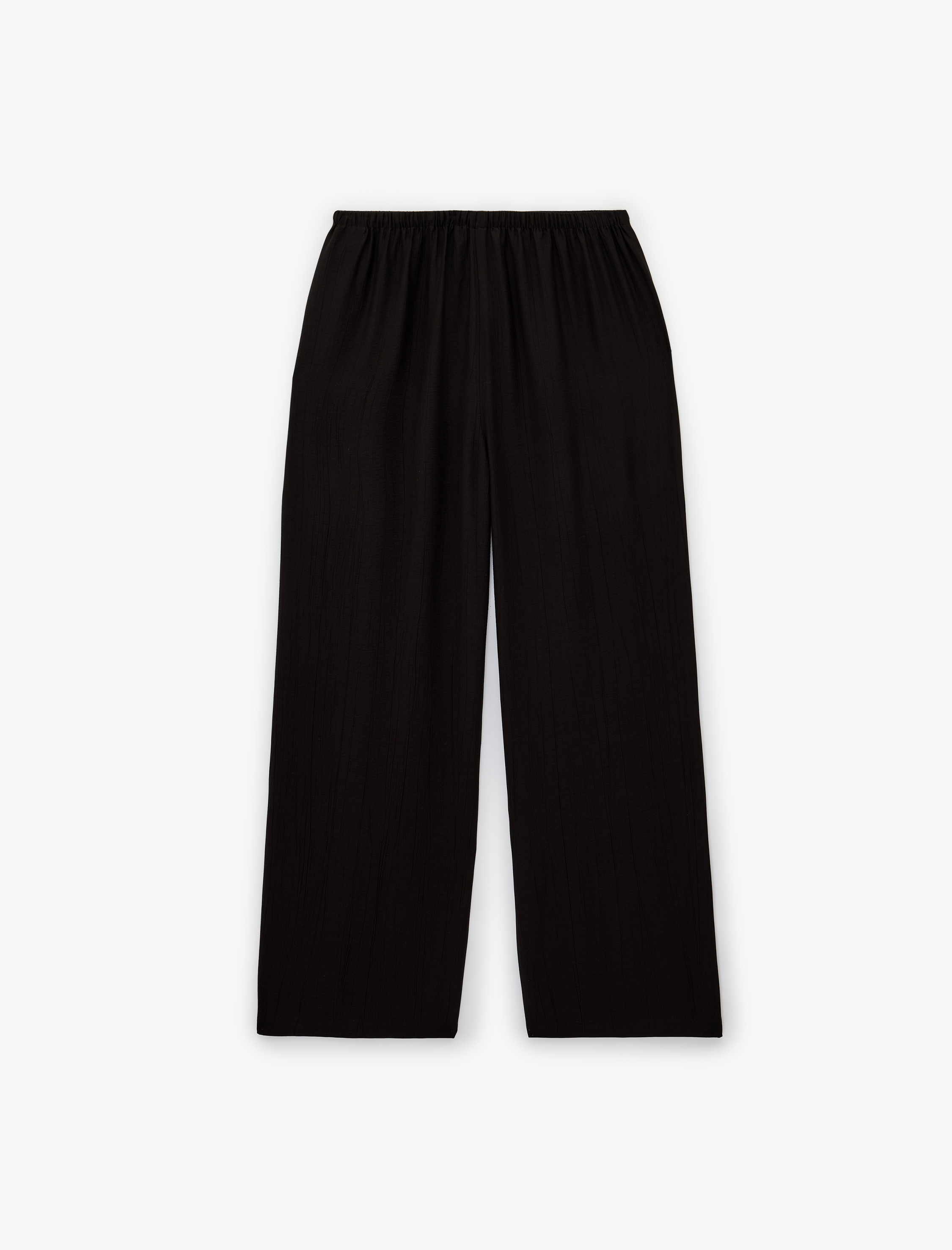   Viskon Crinkle Kumaş Rahat Kalıp Beli Bağcıklı Pantolon