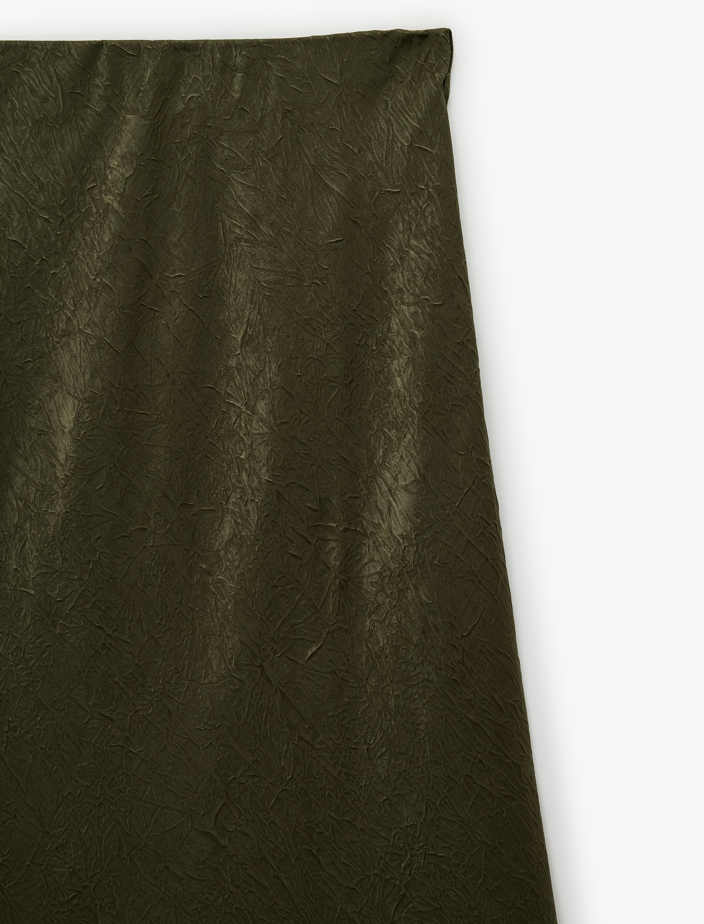   Balık Kesim Slim Fit Dokulu Midi Saten Etek