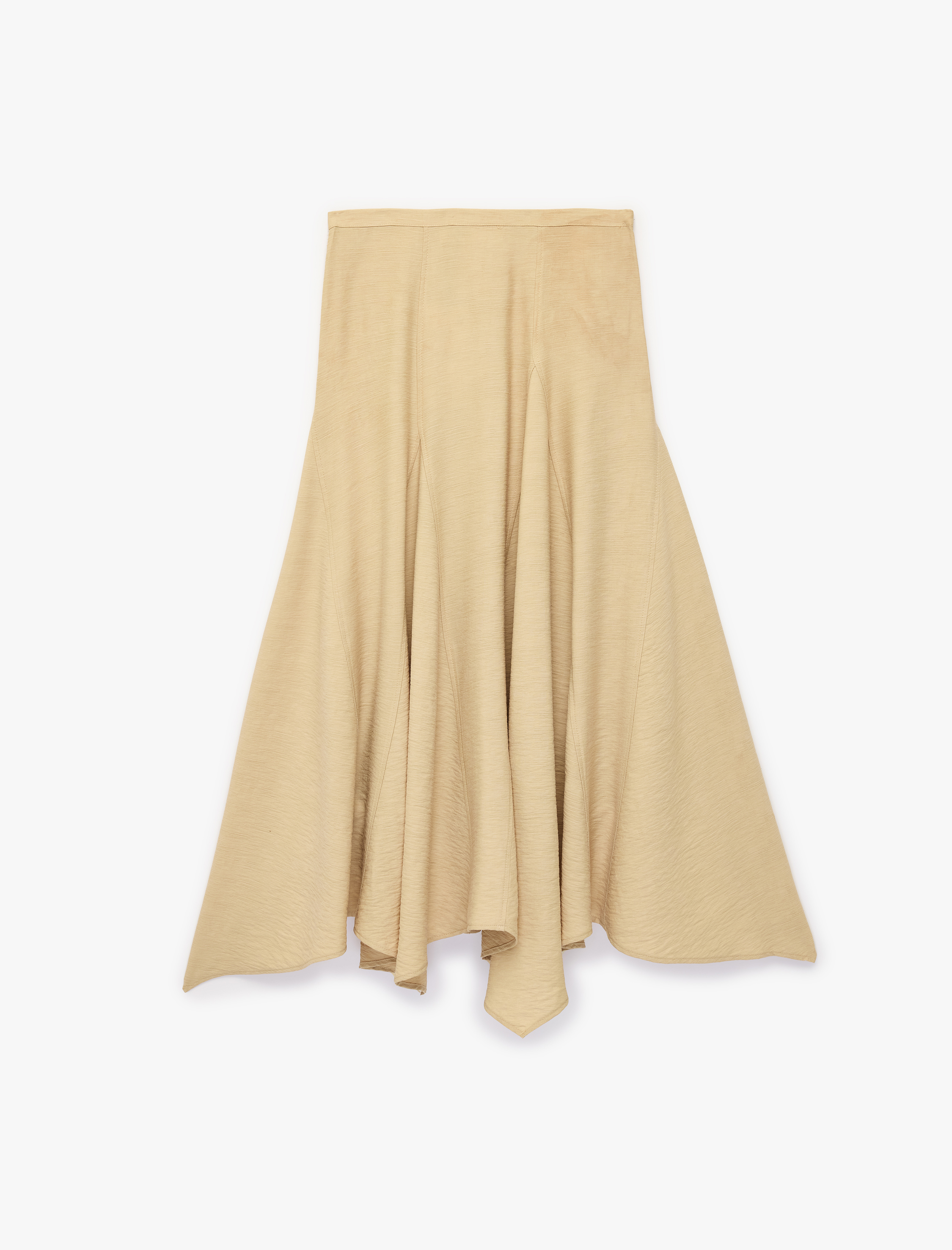   Viskon Kumaş Rahat Kalıp Asimetrik Kesim Midi Kloş Etek