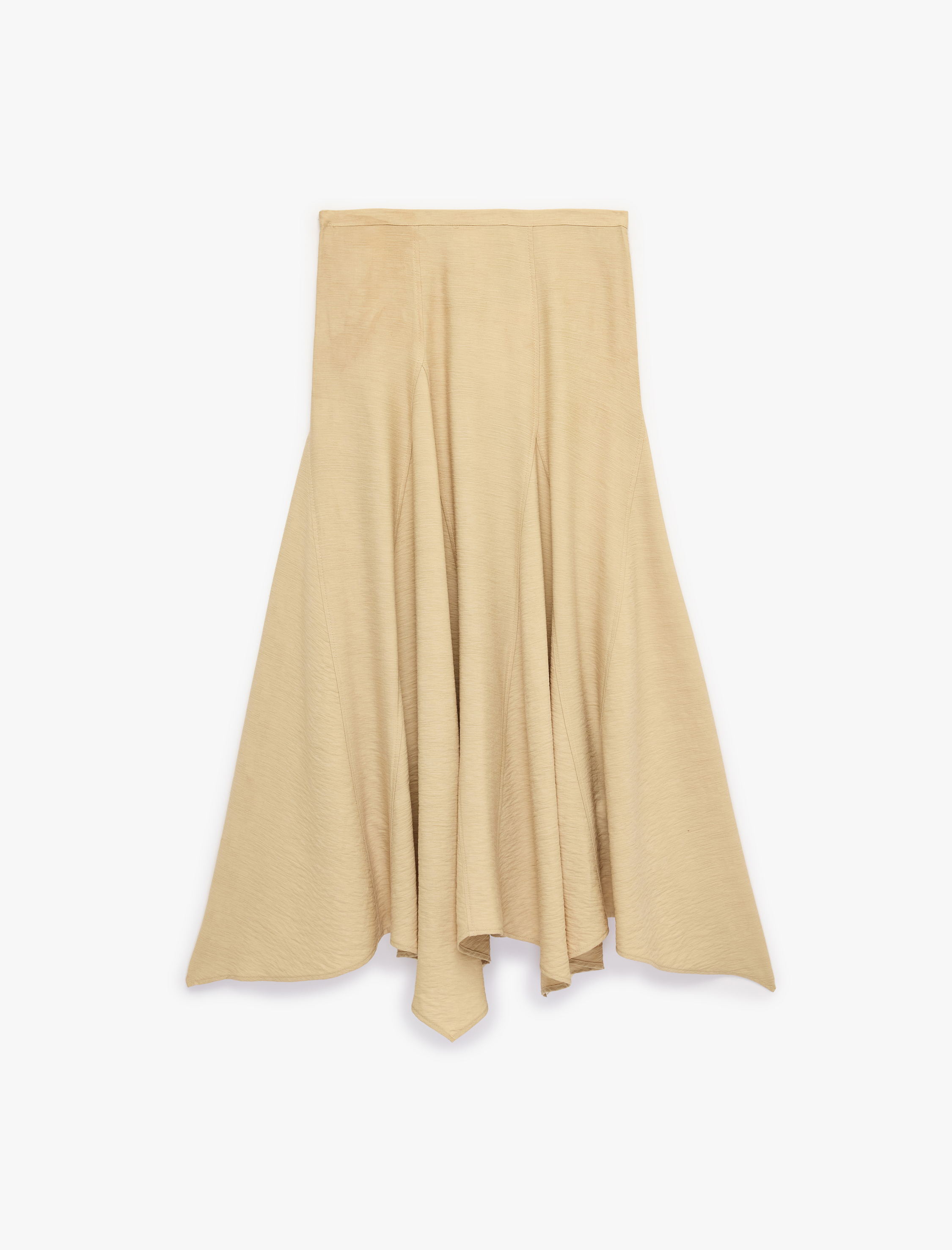   Viskon Kumaş Rahat Kalıp Asimetrik Kesim Midi Kloş Etek