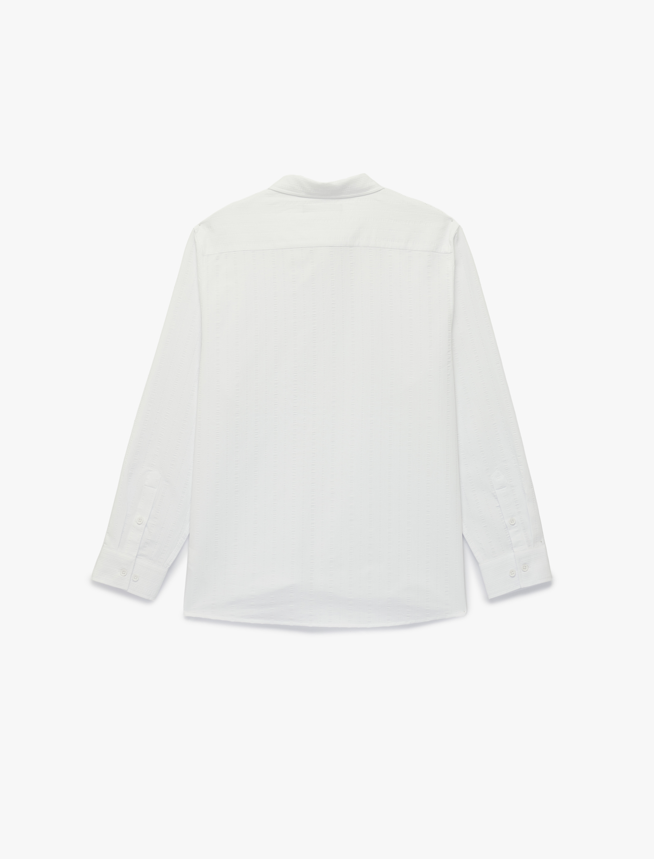   Regular Fit Klasik Yaka Düğmeli Dokulu Uzun Kollu Gömlek