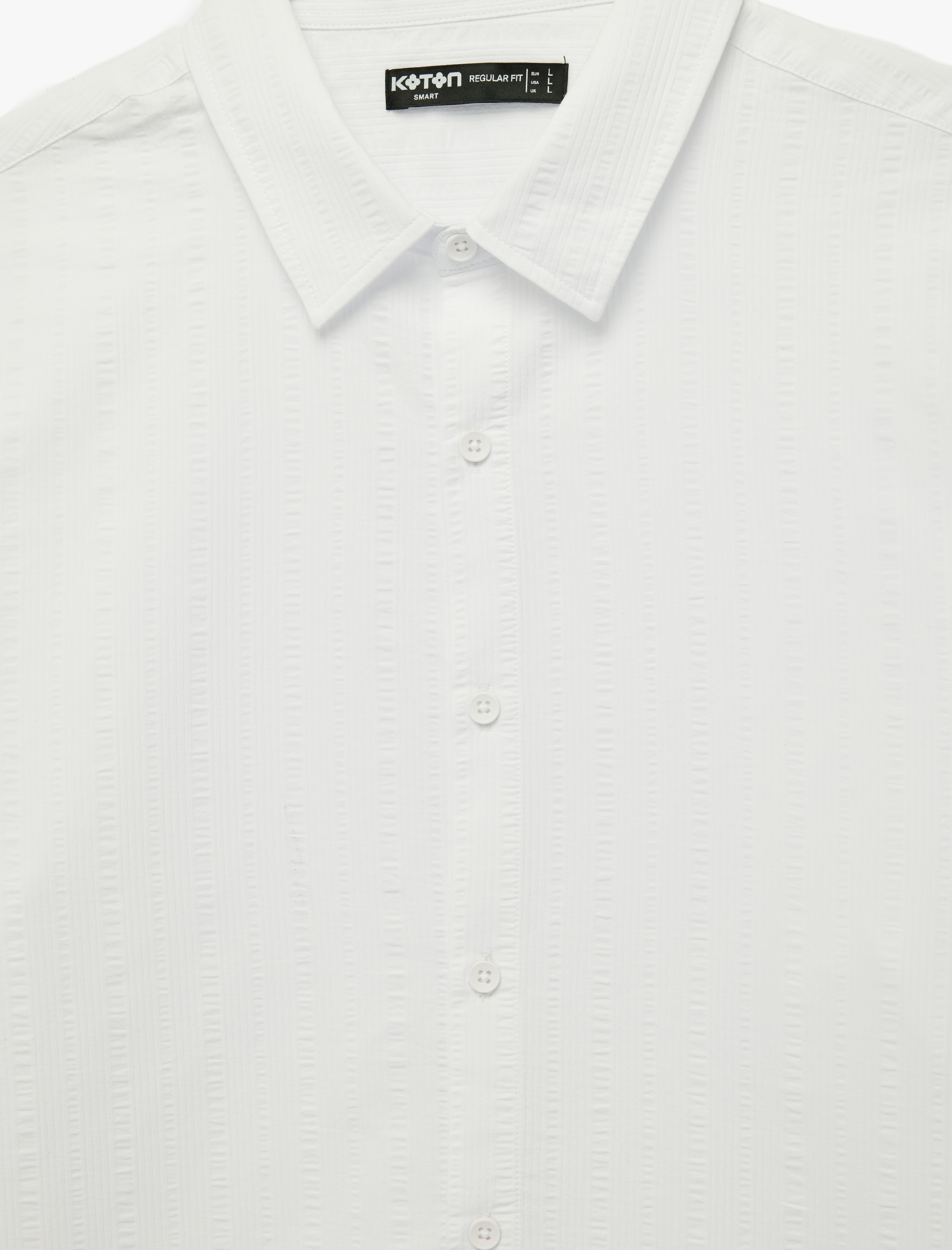   Regular Fit Klasik Yaka Düğmeli Dokulu Uzun Kollu Gömlek