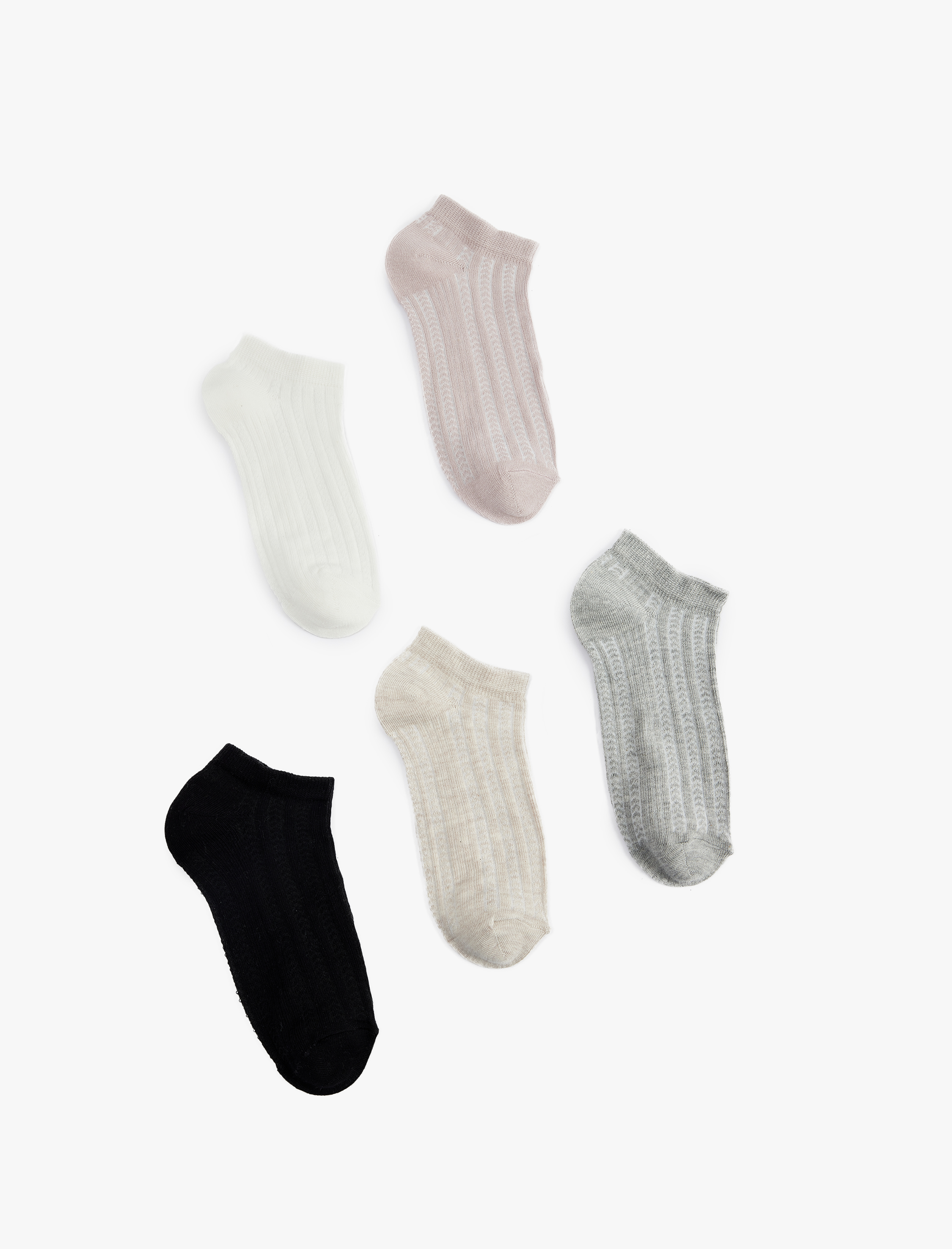  Kadın Pamuklu Dokulu 5'li Patik Çorap Seti