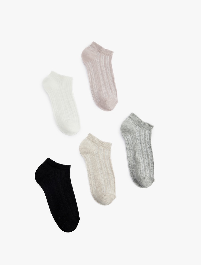 Kadın Pamuklu Dokulu 5'li Patik Çorap Seti
