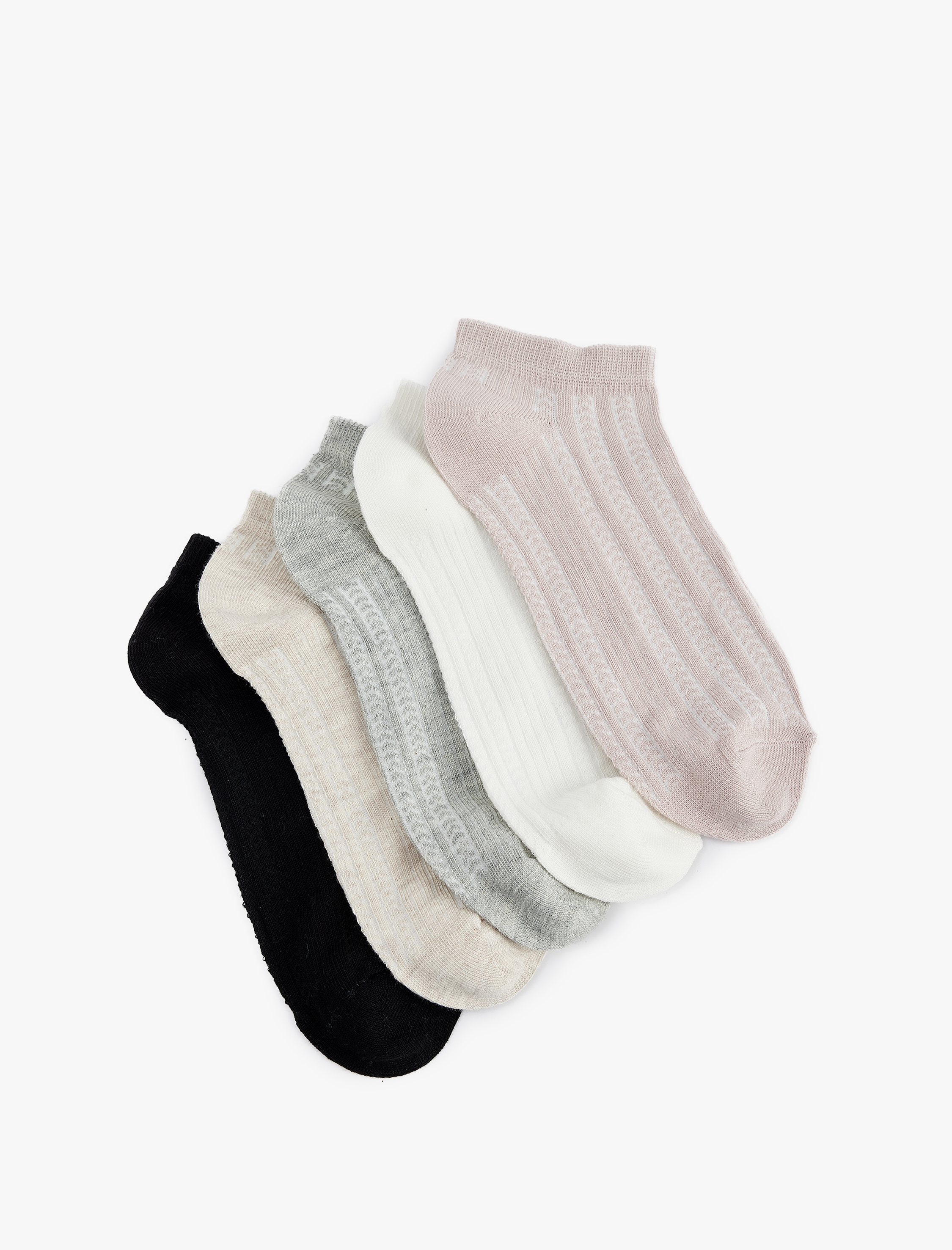  Kadın Pamuklu Dokulu 5'li Patik Çorap Seti