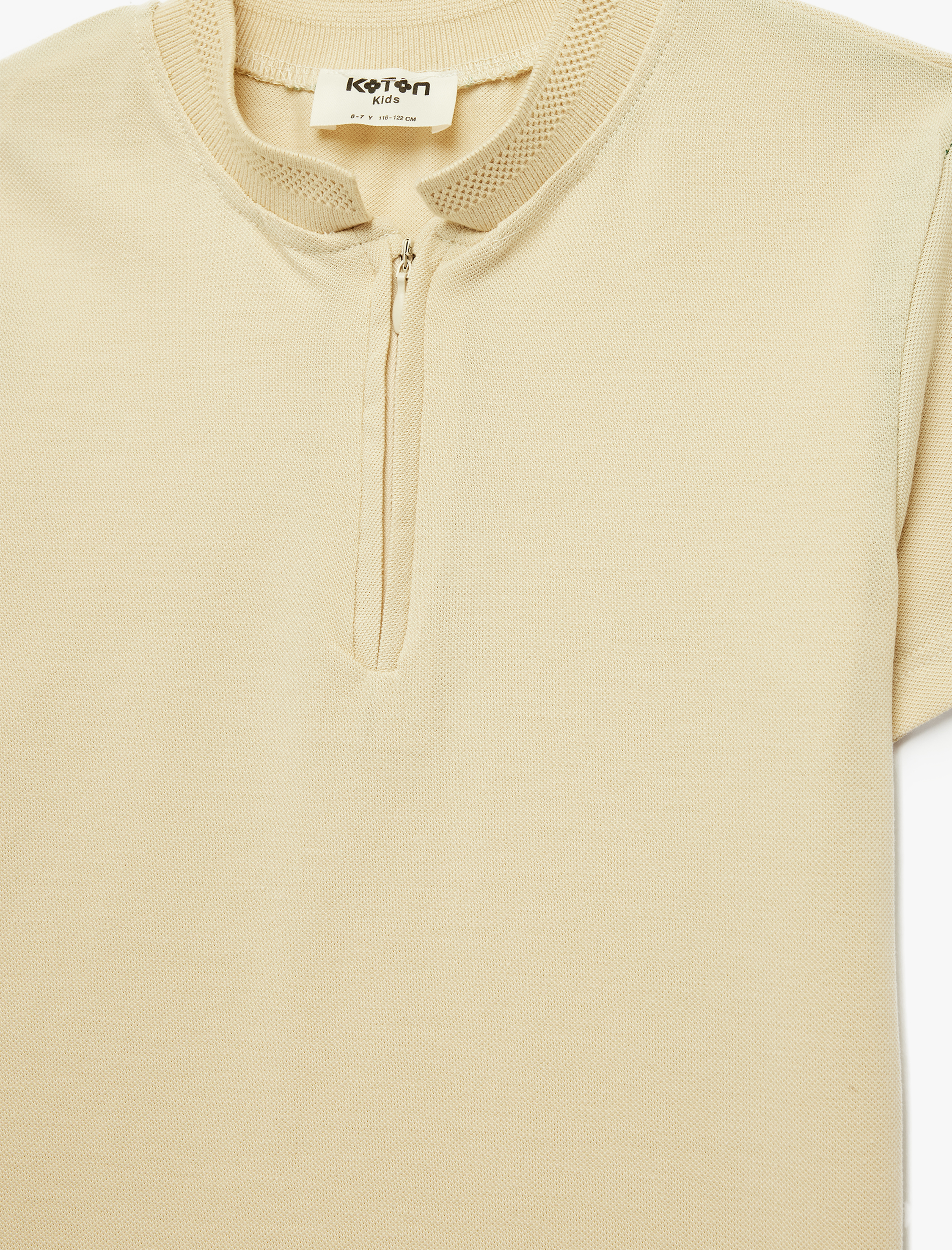  Erkek Çocuk Pamuklu Fermuar Detaylı Kısa Kollu Polo Yaka Tişört