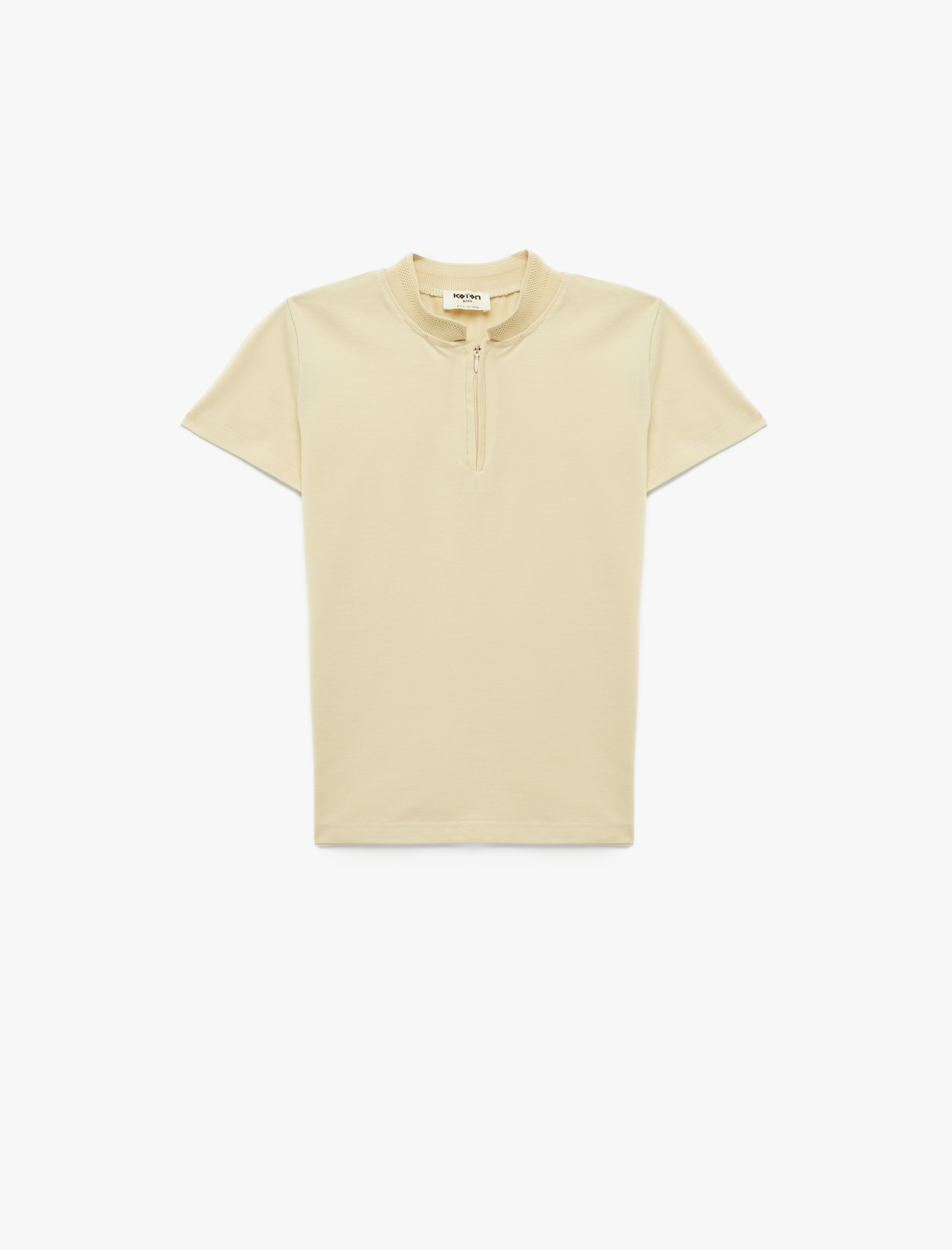  Erkek Çocuk Pamuklu Fermuar Detaylı Kısa Kollu Polo Yaka Tişört