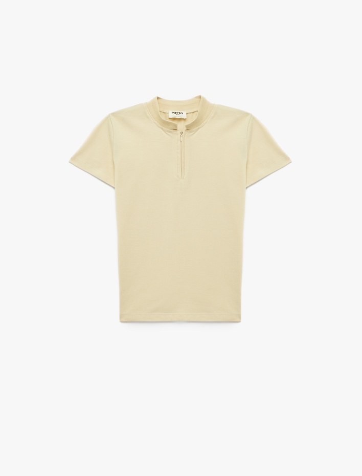 Erkek Çocuk Pamuklu Fermuar Detaylı Kısa Kollu Polo Yaka Tişört