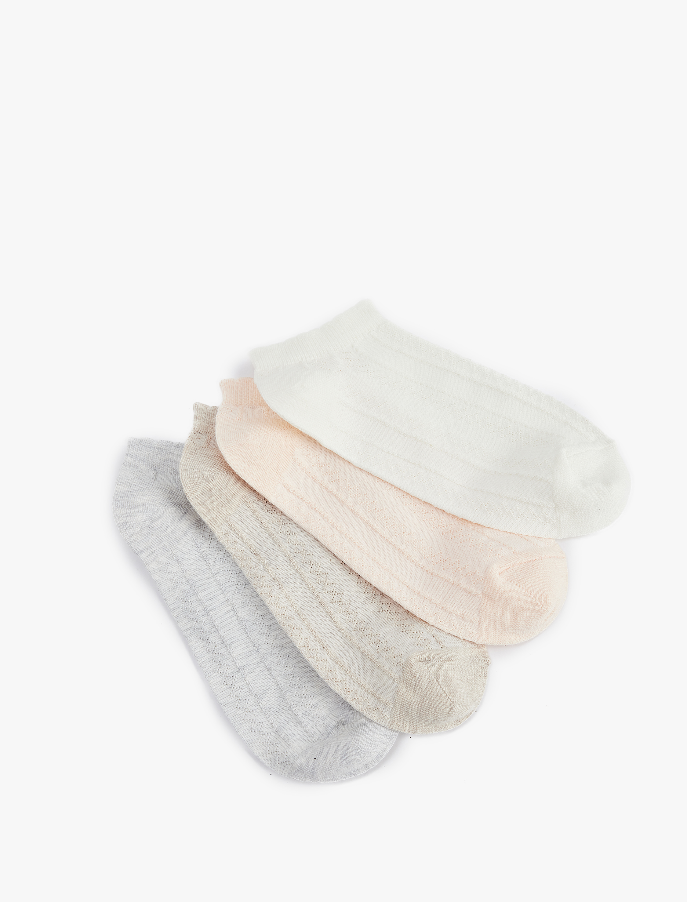  Kadın Pamuklu Dokulu 4'lü Patik Çorap Seti
