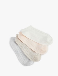 Pamuklu Dokulu 4'lü Patik Çorap Seti