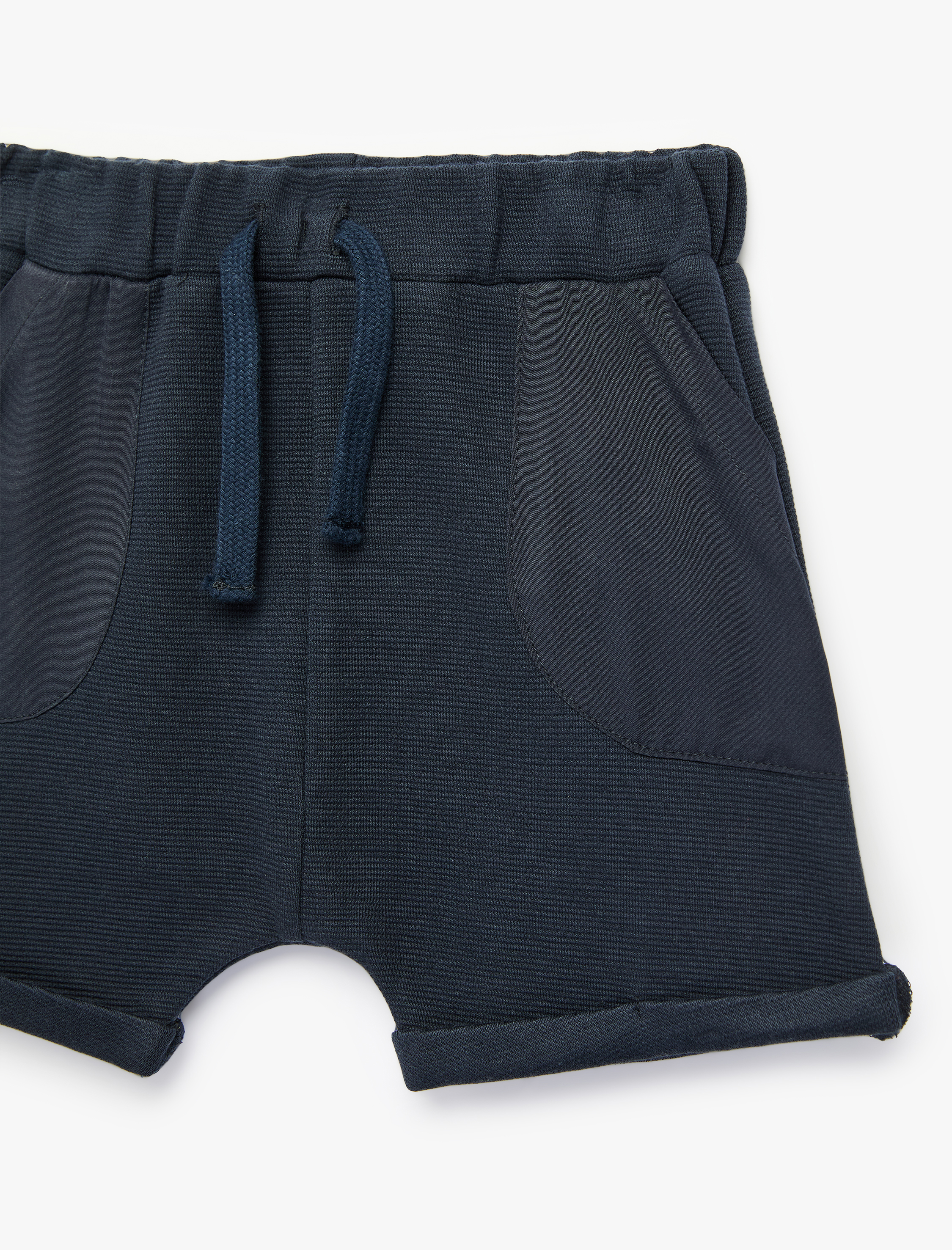  Erkek Bebek Cepli Beli Bağcıklı Pamuklu Basic Şort