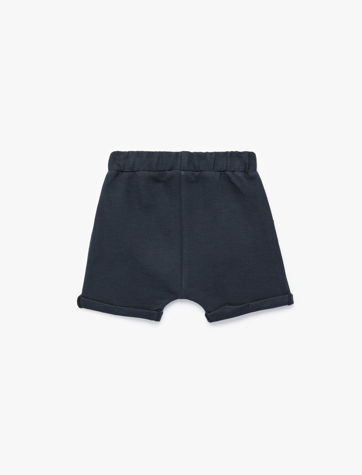 Erkek Bebek Cepli Beli Bağcıklı Pamuklu Basic Şort