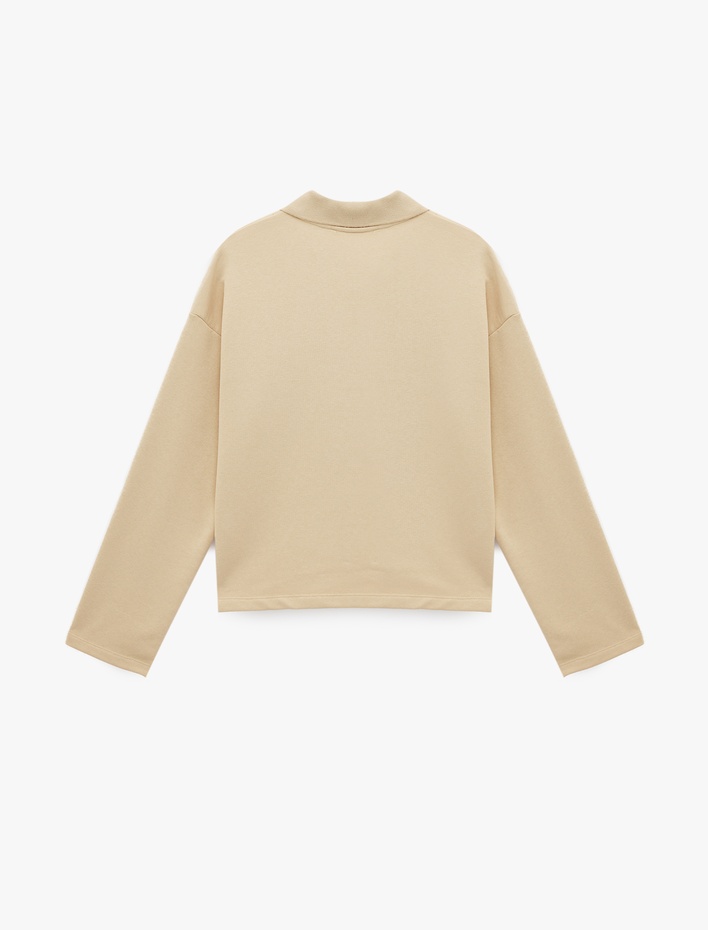  Rahat Kalıp Uzun Kollu Düğmeli Polo Yaka Tişört