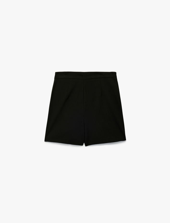  Yüksek Bel Cep Detaylı Viskon Karışımlı Mini Şort Etek