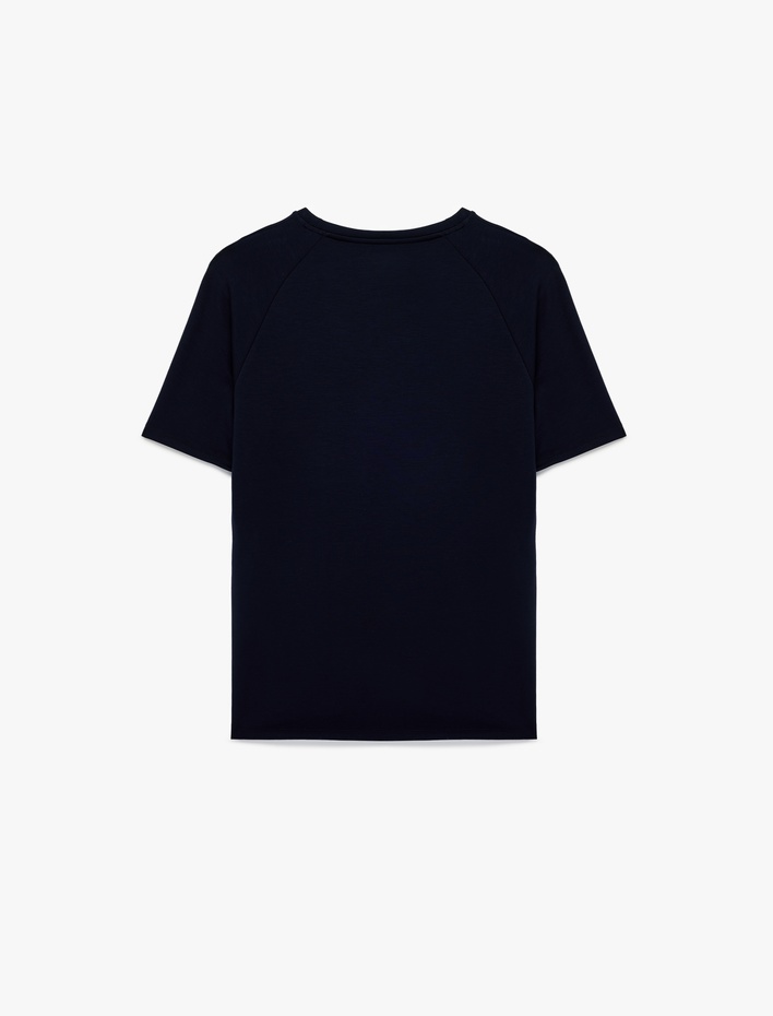  Regular Fit Kısa Kollu Viskon Karışımlı Bisiklet Yaka Basic Spor Tişört